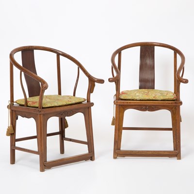 Lot 101 - Pair of Chinese Hardwood 'Horseshoe' Armchairs