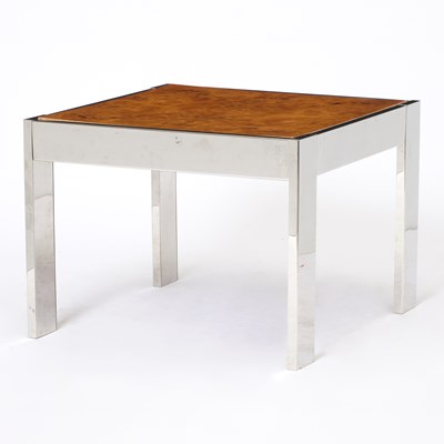 Lot 215 - Stainless Steel and Burlwood Coffee Table