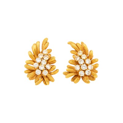 Lot 19 - Pair of Gold and Diamond Earclips