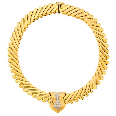 Lot 158 - Gold Necklace with Two-Color Gold and Diamond Enhancer