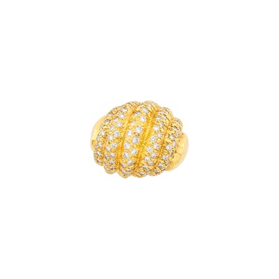 Lot 133 - Hammered Gold and Diamond Dome Ring