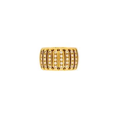 Lot 1038 - Wide Gold and Diamond Band Ring