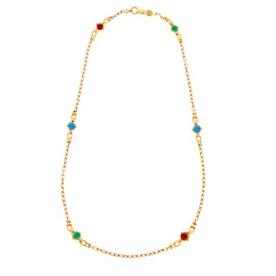 Lot 1007 - Gold and Multicolored Bead Chain Necklace