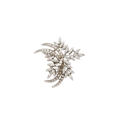 Lot 1078 - White Gold and Diamond Brooch
