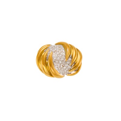 Lot 1142 - Two-Color Gold and Diamond Brooch