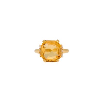 Lot 1151 - Gold, Topaz and Diamond Ring