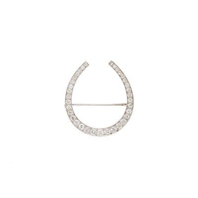 Lot 1071 - Platinum and Diamond Horseshoe Brooch