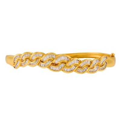 Lot 1154 - Gold and Diamond Bangle Bracelet