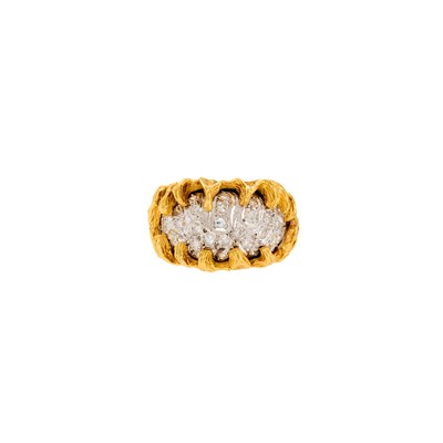 Lot 1130 - Two-Color Gold and Diamond Ring