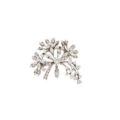 Lot 1067 - White Gold and Diamond Pendant-Brooch