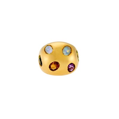 Lot 1123 - Gold and Colored Stone Bombé Ring