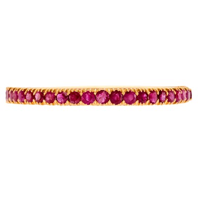 Lot 1243 - Gold and Ruby Bangle Bracelet