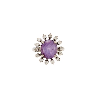 Lot 1151 - White Gold, Star Ruby and Diamond Ring