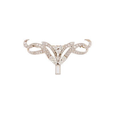 Lot 1139 - Platinum and Diamond Brooch