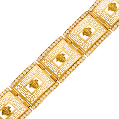 Lot 1248 - Gold and Simulated Diamond Link Bracelet