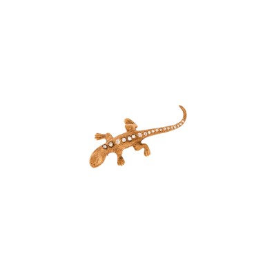 Lot 1064 - Gold and Diamond Lizard Brooch