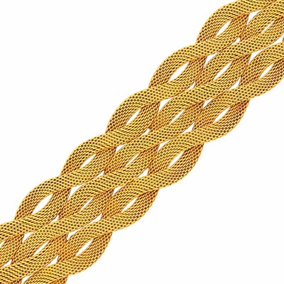 Lot 33 - Wide Braided Gold Mesh Bracelet