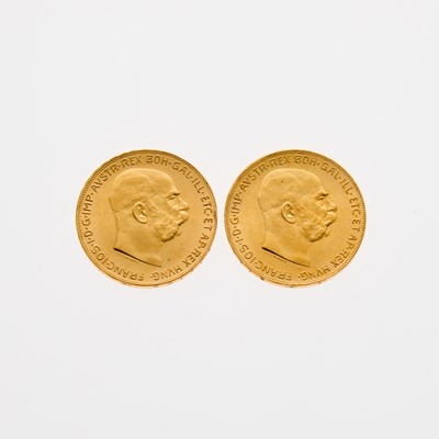 Lot 170 - Austria. Pair of 1915-dated 100 Coronas. Mint State.