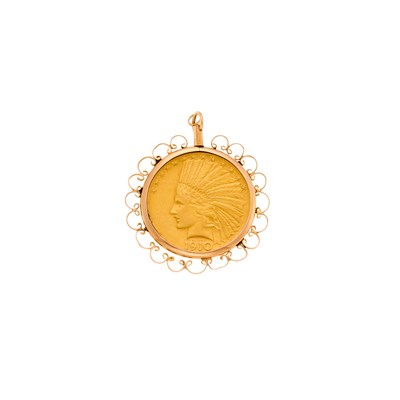 Lot 1255 - Gold and Gold Coin Pendant