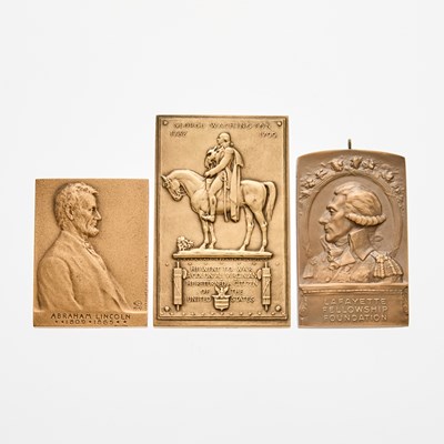 Lot 133 - United States. Group of Bronze Plaquettes. Mint State.