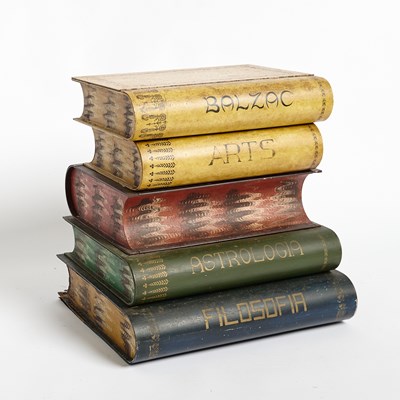 Lot 160 - Faux Book Painted Metal Table