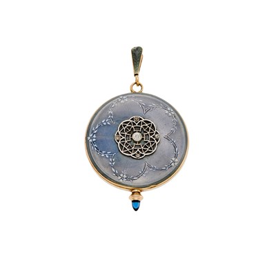 Lot 1098 - Longines Gold, Enamel and Diamond Pendant-Watch