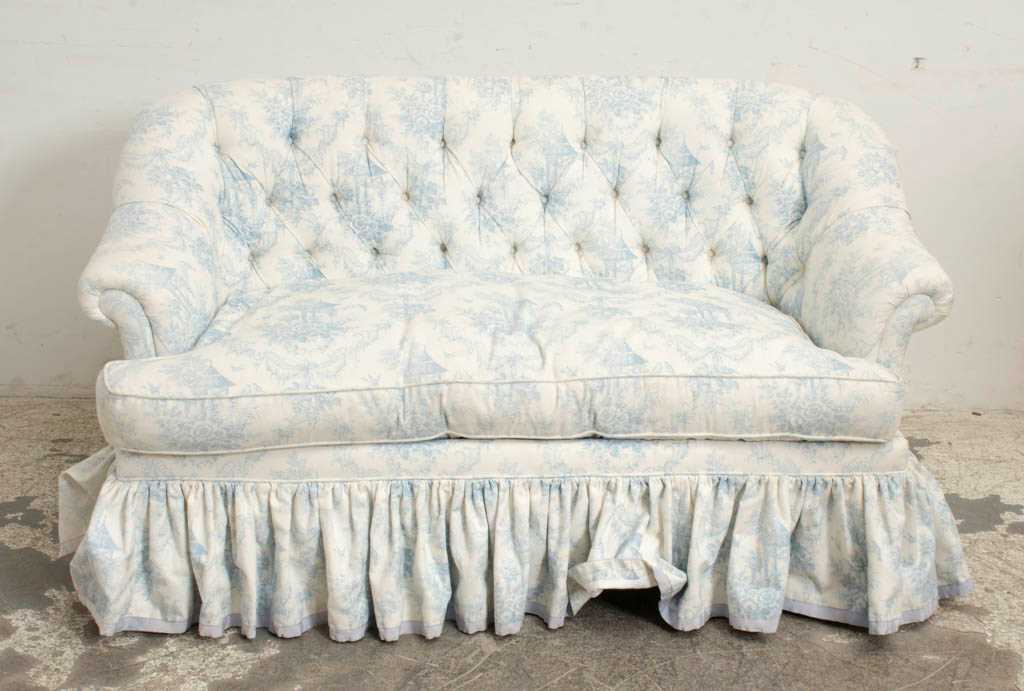 Lot 30 - Blue and White Toile Upholstered Loveseat