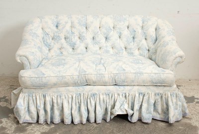 Lot 30 - Blue and White Toile Upholstered Loveseat