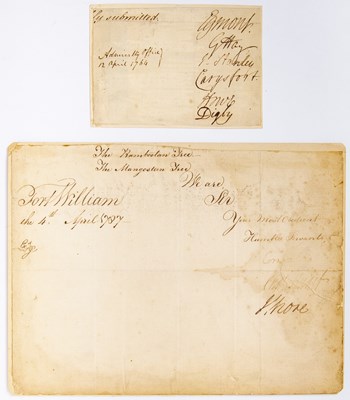 Lot 191 - Signatures of Howe and Cornwallis