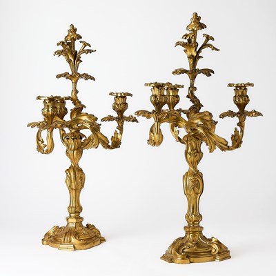 Lot 175 - Pair of Louis XV Style Gilt-Bronze Candelabra