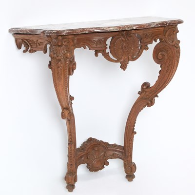 Lot 171 - Louis XV Style Marble Top Oak Console