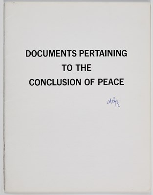 Lot 101 - Menachem Begin signed booklet entitled Documents Pertaining to the Conclusion of Peace