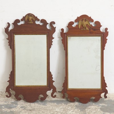 Lot 340 - Two American Chippendale Style Mahogany and Parcel Gilt Mirrors