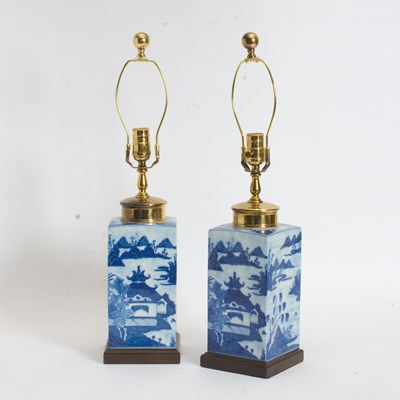 Lot 258 - Pair of Chinese Blue and White Ceramic Tea Canisters