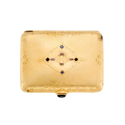 Lot 1091 - Antique Gold and Sapphire Cigarette Case