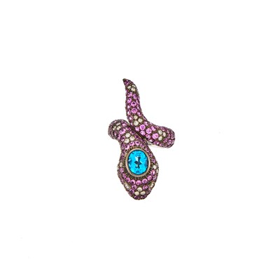Lot 1188 - Piranesi Blackened Gold and Gem-Set Snake Ring
