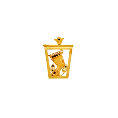 Lot 1156 - Gold, Simulant Diamond and Sapphire Nefertiti Pendant