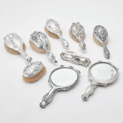 Lot 66 - Group of Sterling Silver and Silver Plated Dressing Accessories