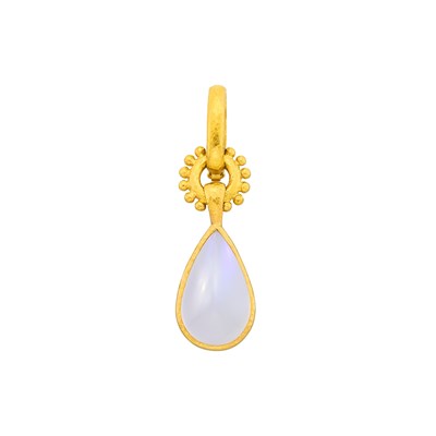 Lot 163 - Elizabeth Locke Hammered Gold and Moonstone Pendant-Enhancer
