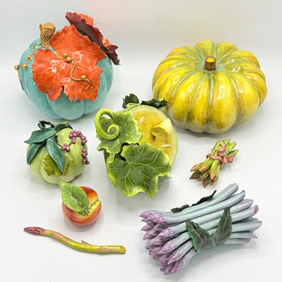 Lot 1083 - Eight Katherine Houston Porcelain Models of Fruits and Vegetables