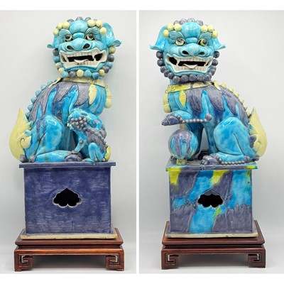 Lot 1103 - Pair of Chinese Glazed Porcelain Dragons