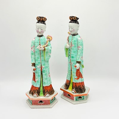 Lot 1098 - Pair of Chinese Famille Rose Porcelain Figures