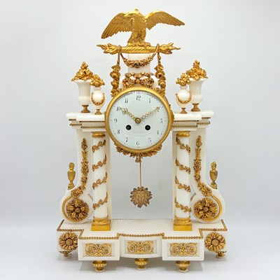 Lot 1046 - Louis XVI Ormolu and White Marble Mantel Clock