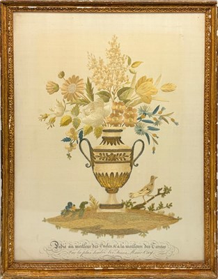 Lot 1050 - Neoclassical French Needlework Picture with Urn of Flowers