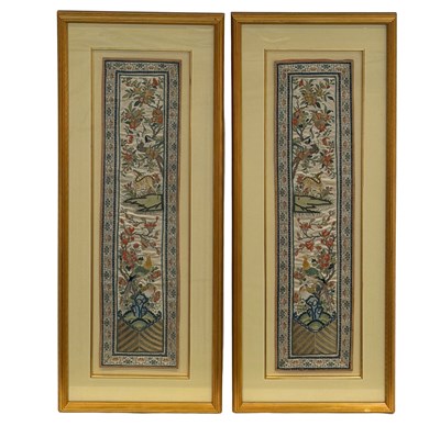 Lot 1055 - Pair of Asian Embroidery Panels