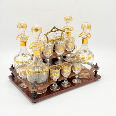 Lot 1076 - Gilt Glass Cordial Set