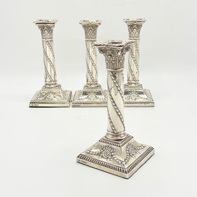 Lot 1142 - Set of Four Victorian Sterling Silver Candlesticks