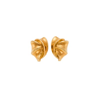 Lot 1037 - Pair of Gold Earclips