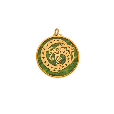 Lot 1181 - Gold and Nephrite Pendant