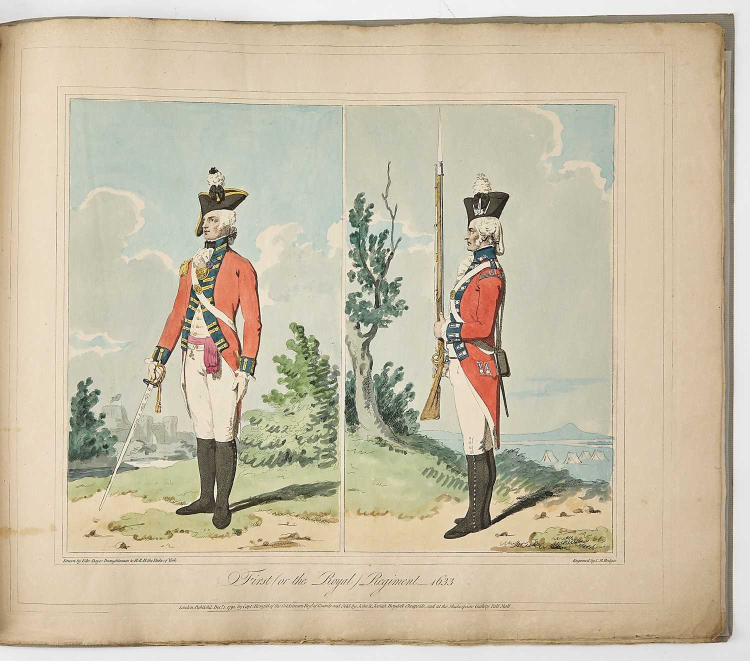Lot 107 - Very rare series of plates depicting the British 1st Regiment of Foot Guards, colored by Thomas Girtin